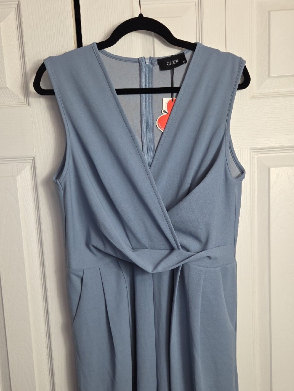 Cider Light Blue Sleeveless Wrap Jumpsuit